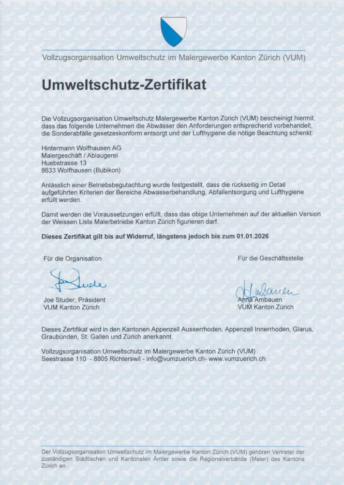 Umweltschutz-Zertifikat